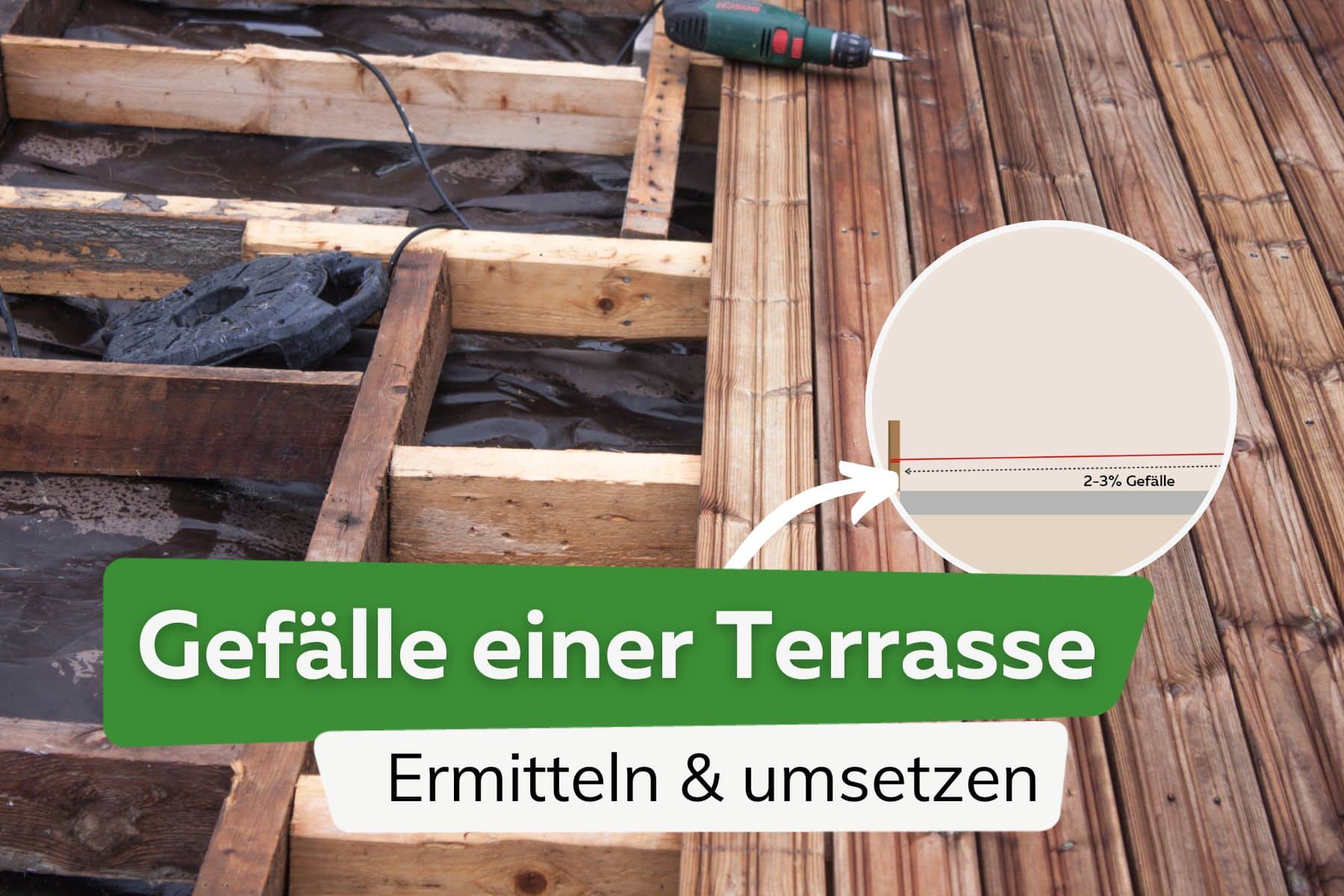 Gefälle einer Terrasse: ermitteln und umsetzen