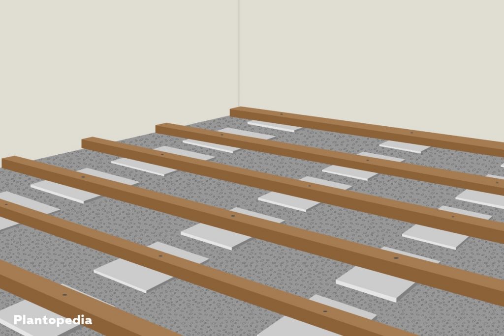 Zwischenebene einziehen, Fundament einer Holzterrasse