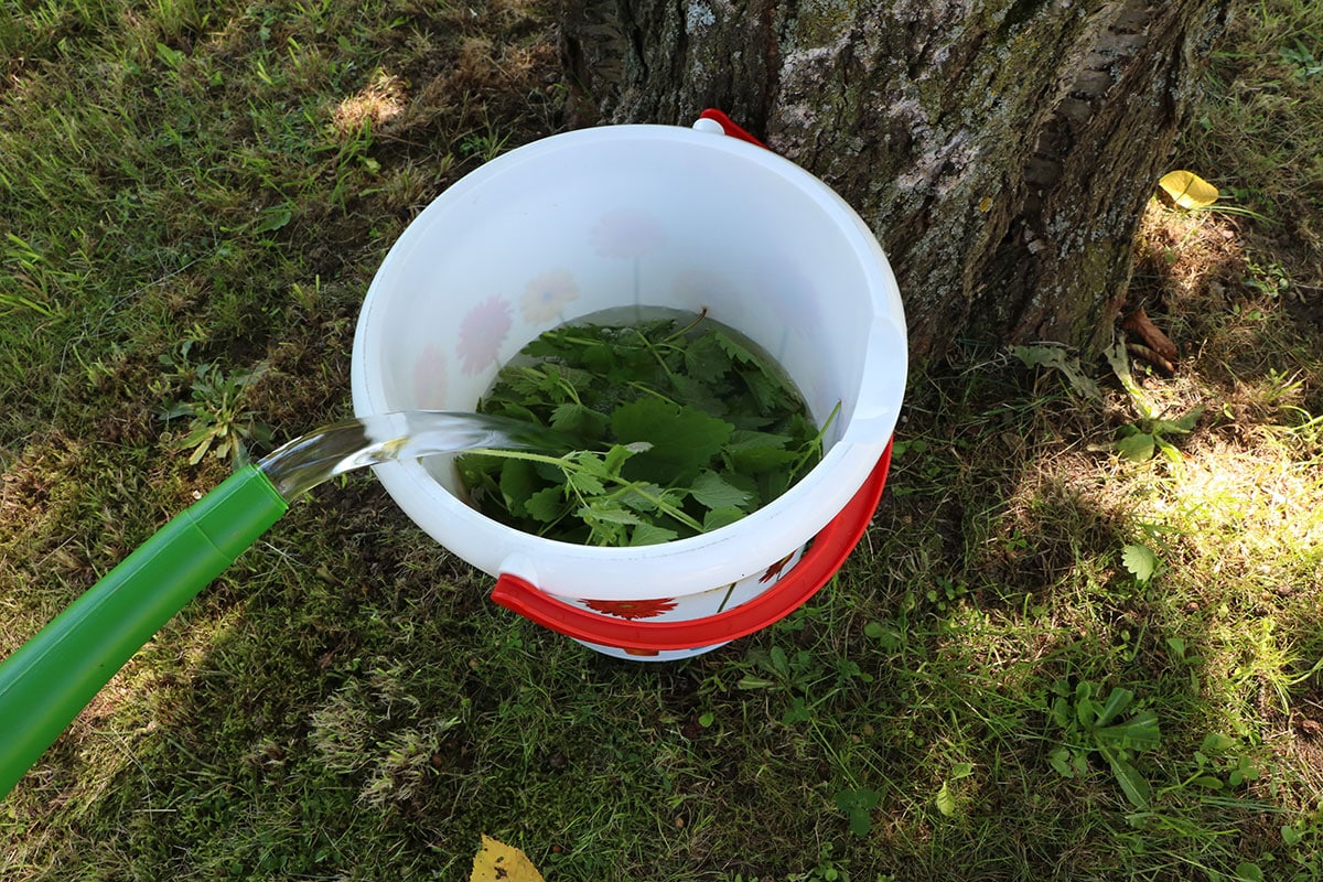 Eimer mit Wasser auffüllen